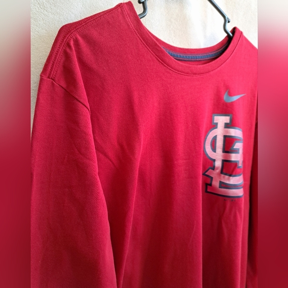 Men's Red Nike Long Sleeve St Louis Cardinal Tee - Picture 2 of 9